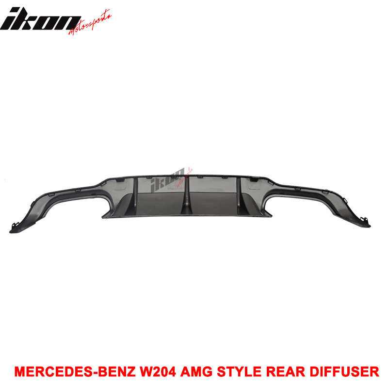 Fits 12-14 Benz W204 C-Class Rear Lower Bumper Lip Diffuser Unpainted Black ABS