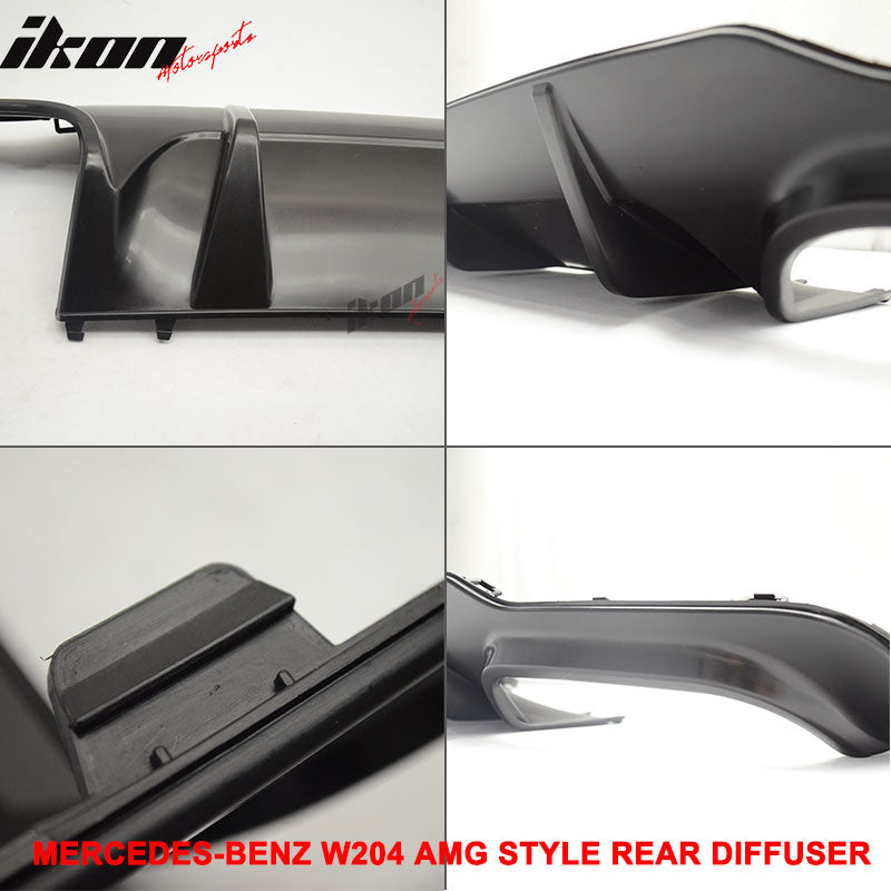 Fits 12-14 Benz W204 C-Class Rear Lower Bumper Lip Diffuser Unpainted Black ABS