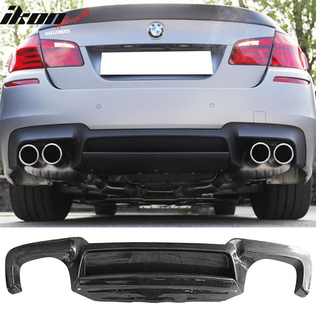 Fits 12-16 BMW F10 M5 RZ Style Rear Bumper Lip Diffuser - Matte Carbon Fiber