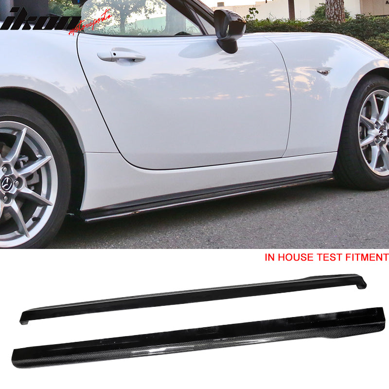 IKON MOTORSPORTS, Matte Carbon Fiber Side Skirts Compatible With 2016-2017 Mazda MX-5 Miata ND5RC, CS Style Side Skirt Extension Rocker Panel 2PC