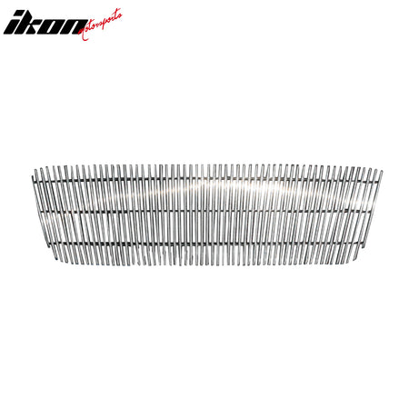 IKON MOTORSPORTS, Front Grille Compatible With 2004-2008 Ford F-150, Front Bumper Upper Hood Grille Insert Assembly Replacement Aluminum Polished Silver Vertical Cutout Style