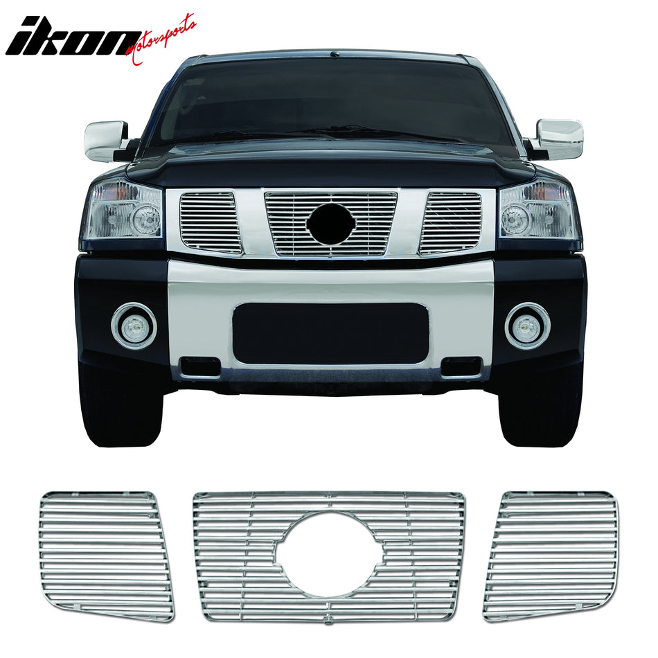 2004-2007 Nissan Titan SE/LE Chrome Front Bumper Hood Upper Grille ABS