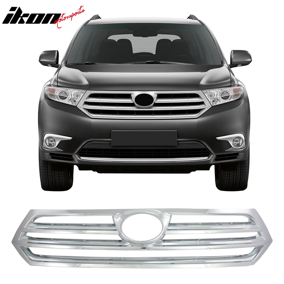 2011-2013 Toyota Highlander Chrome Front Bumper Hood Insert Grille ABS