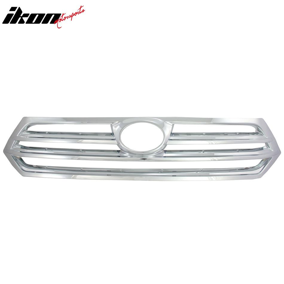 IKON MOTORSPORTS, Front Bumepr Grille Compatible With 2011-2013 Toyota Highlander Base SE Limited, ABS Plastic Chrome Front Bumper Upper Hood Grille Insert Assembly Replacement