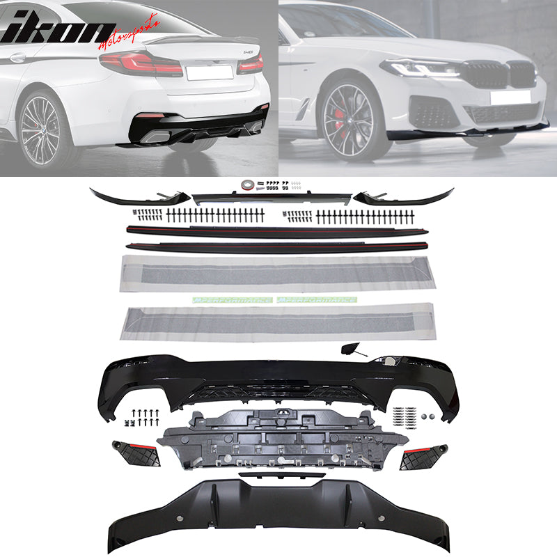 Fits 2021-2023 G30 G31 MP Type 2 Rear Diffuser+Front Bumper Lip+Side S