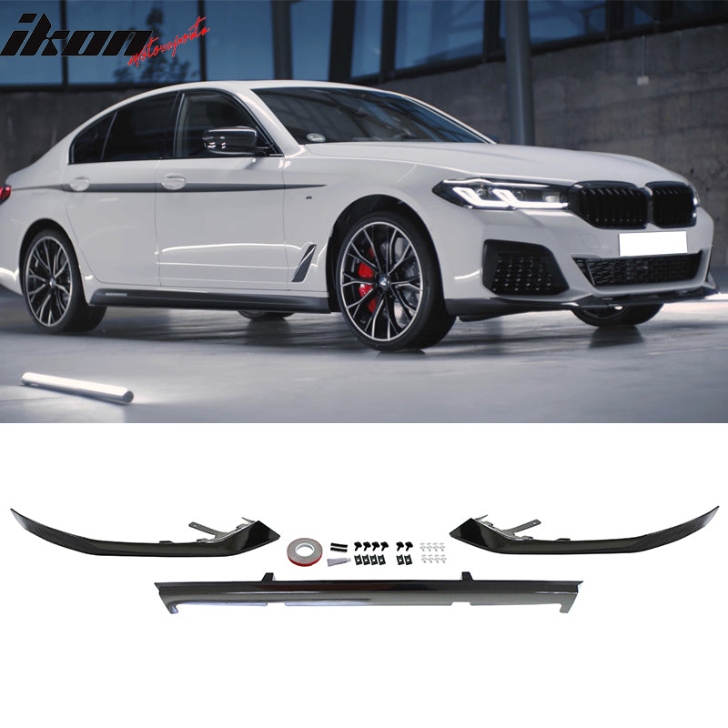 IKON MOTORSPORTS, Rear Diffuser & Front Bumper Lip & Side Skirt Compatible With 2021-2023 BMW G30 G31 5-Series 530 540, Rear Bumper Lip Diffuser MP Style Type 2&2PCS Side Skirt&3PCS Front Bumper Lip