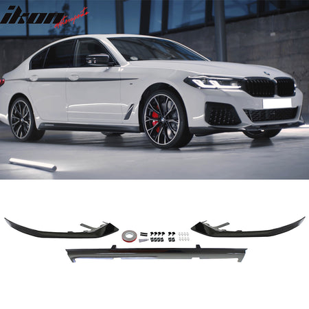 IKON MOTORSPORTS, Rear Diffuser & Front Bumper Lip & Side Skirt Compatible With 2021-2023 BMW G30 G31 LCI 5-Series M550i, 2PCS Side Skirt&3PCS Front Bumper Lip&Rear Bumper Lip Diffuser Type 2 MP Style