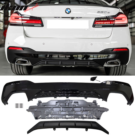 Fits 21-23 BMW G30 G31 MP Style Type 1 Rear Diffuser+Front Bumper Lip+Side Skirt