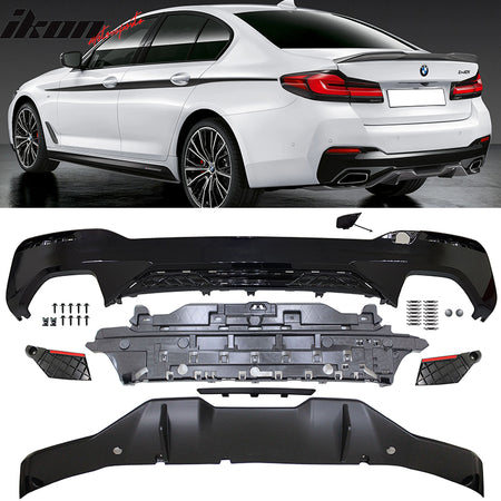 Fits 21-23 BMW G30 LCI MP Style Type 2 Rear Diffuser+Front Bumper Lip+Side Skirt