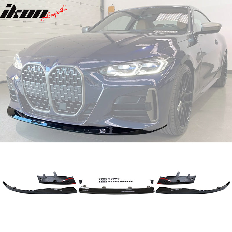 2021-2023 BMW G22 G23 4 Series Gloss Black M-P Style Front Bumper Lip