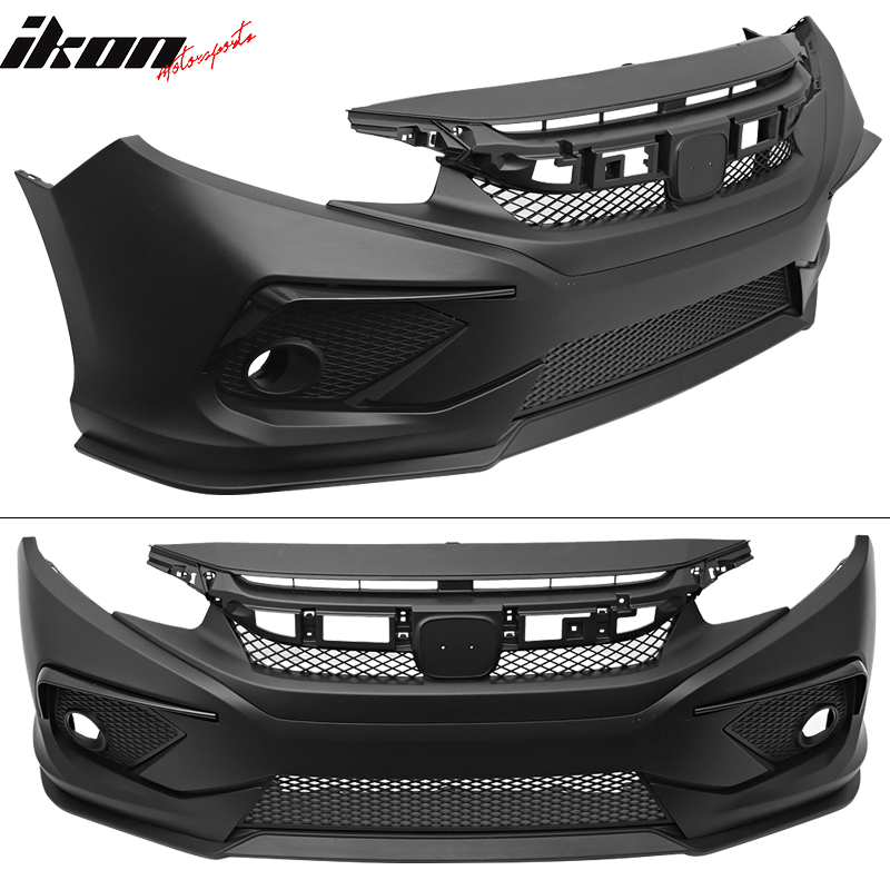 Fits 16-21 Honda Civic Concept Style Front + Rear Bumper Cover + Side Skirts