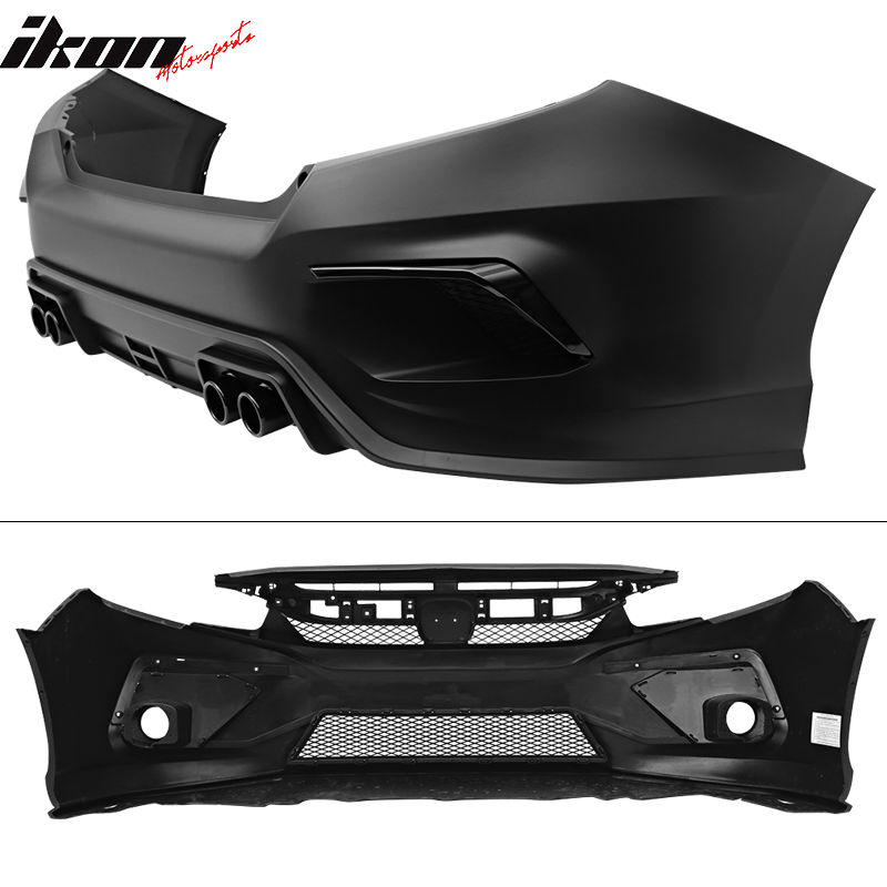 Fits 16-21 Honda Civic Concept Style Front + Rear Bumper Cover + Side Skirts