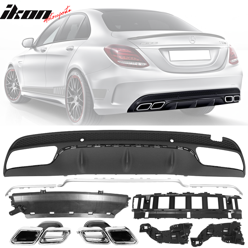 2015-2018 Mercedes W205 C63 AMG Style Rear Bumper Diffuser w/ Tip