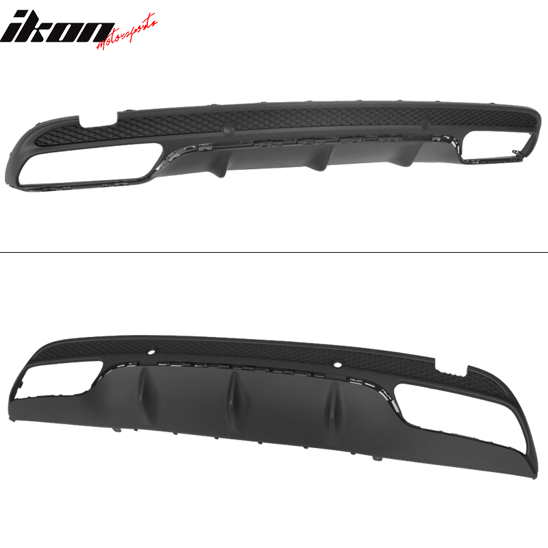 IKON MOTORSPORTS Rear Bumper Diffuser Compatible with 2015-2018 Mercedes W205 C63 AMG Style Lower Valance Cover Diffuser w/ Tip 2016 2017