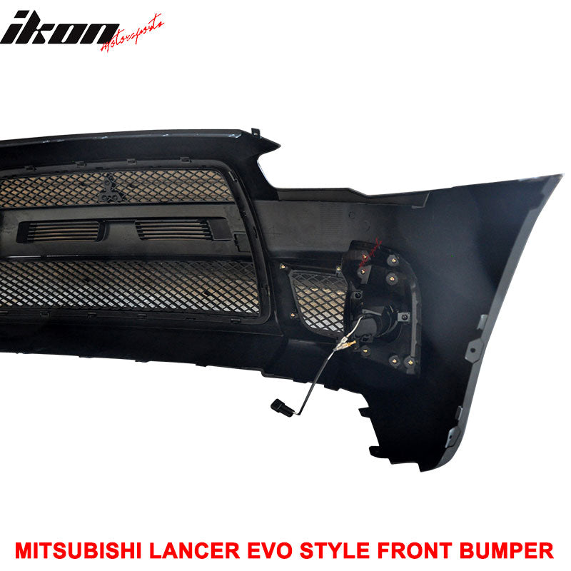 Fits 08-15 Mitsubishi Lancer EVO Style Front Bumper Cover Conversion Fog Lights