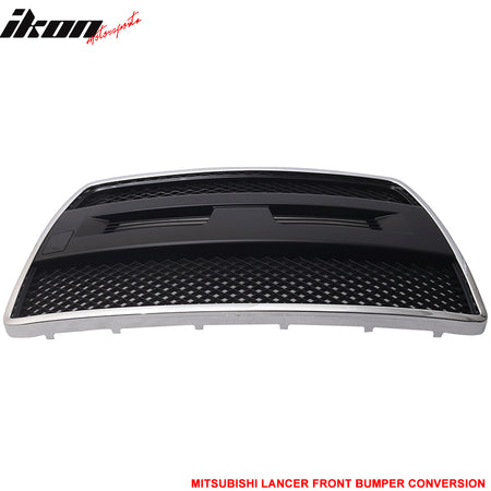 Fits 08-15 Lancer EVO Front Bumper Conversion + Grille Fog Cover 2Pc