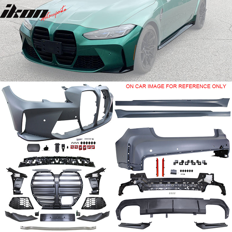 2019-2023 BMW G20 M3 Style Front Rear Bumper Retangular Tip&Side Skirt