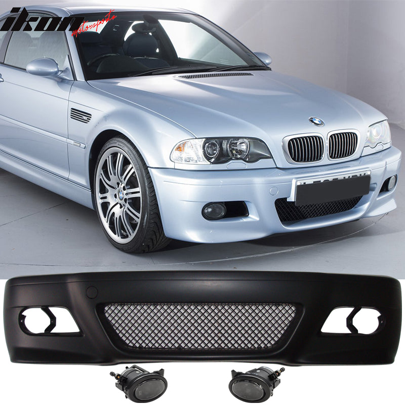 Fits 99-06 BMW E46 2Dr M3 PP Front Bumper + Fog Light Cover + Fog Lamp