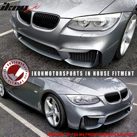 Front Bumper Cover Compatible With 2011-2013 E92, LCI M4 Polypropylene PP Front Bumper Conversion Air Duct Mesh Grille by IKON MOTORSPORTS, 2012