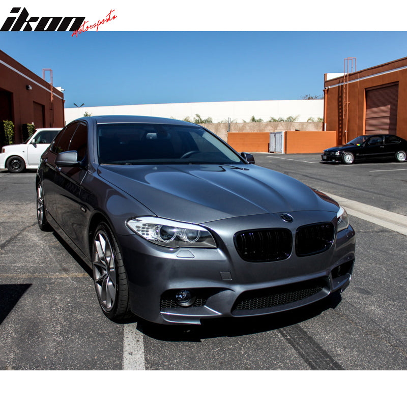 Front Bumper & Foglights Compatible With 2014-2016 BMW F10 LCI, M5 Style Front Bumper Conversion Kits W/ Foglight & Cover By IKON MOTORSPORTS