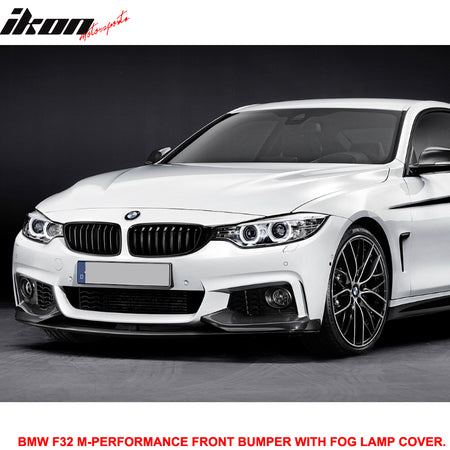 IKON MOTORSPORTS, Front Bumper Cover Compatible With 2014-2020 F32 F36, 4 Series M-Performance Front Bumper Fog Conversion Guard PP Polypropylene