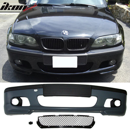 Fits 99-05 BMW E46 3 Series 4DR M Tech Msport Front Bumper Cover PP + Fog Lights