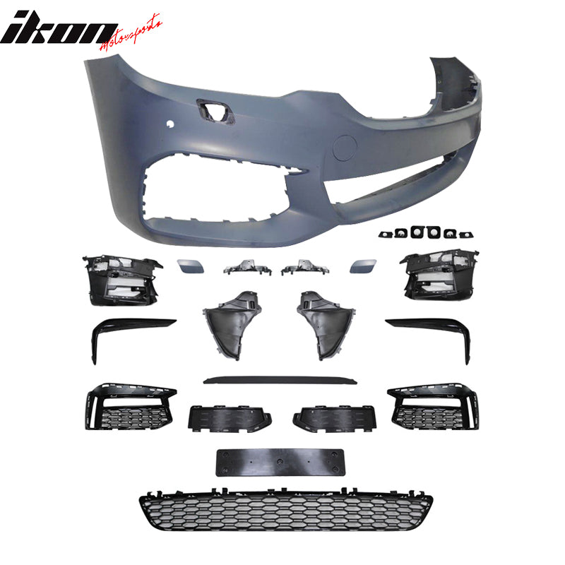 Fits 17-20 BMW G30 5-Series Sedan Front Bumper Cover Conversion Kits W/Grille PP