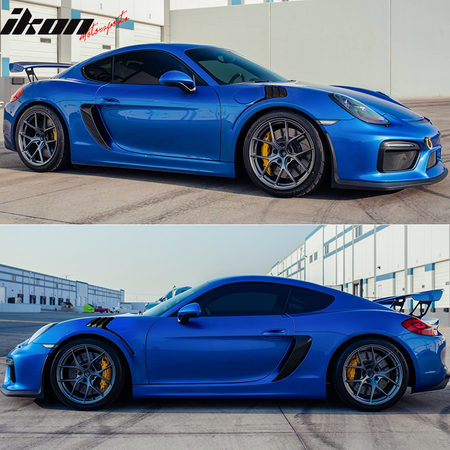 IKON MOTORSPORTS, Front Bumper Cover + Front Fenders Compatible With 2014-2016 Porsche 981 Cayman & 2013-2016 Porsche Boxster, GT4 Style Front Bumper Conversion + 2PCS GT2-RS Style Front Side Fenders