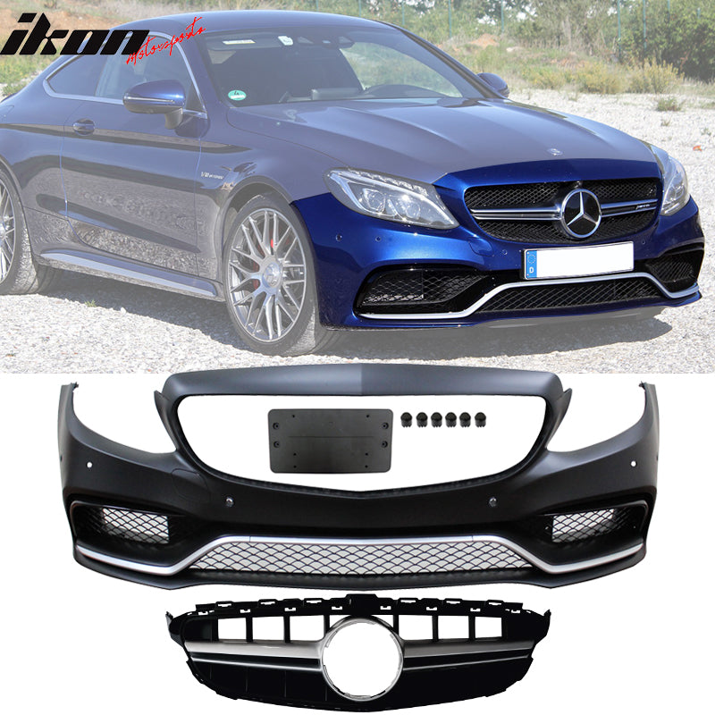 2015-2018 Mercedes-Benz W205 C Class C63 Front Bumper w/ Silver Grille