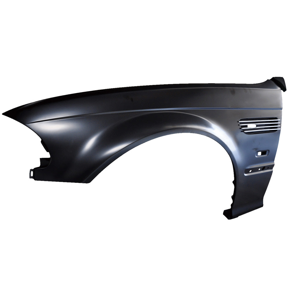 IKON MOTORSPORTS Side Fenders, Compatible With 1998-2001 BMW E46 3 Series 4Dr, M3 Style Metal Fenders Chrome Side Vent