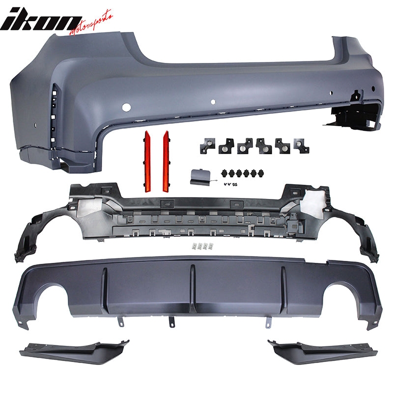 Fits 19-23 BMW 3 Series G20 M3 Style Front Rear Bumper for Round Tip &Side Skirt