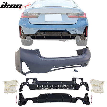 For 23 BMW G20 3-Series LCI & M340i M-Sport Bumpers + Side Skirts Panel w/ Light