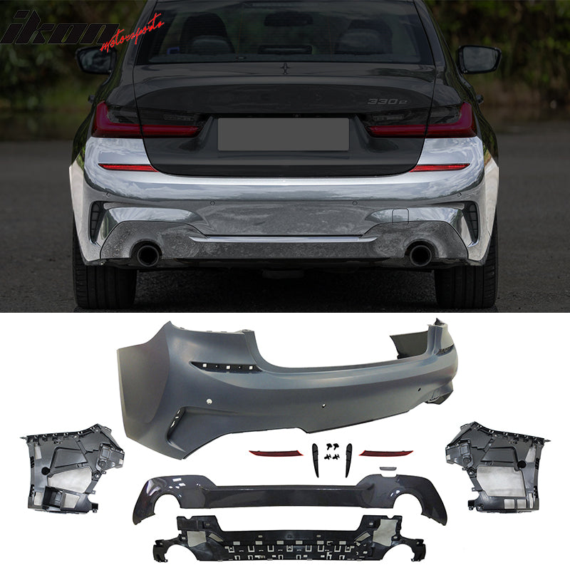 2019-2022 BMW 3 Series G20 Sedan M-Tech Style Black Rear Bumper Cover