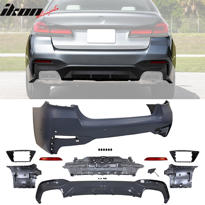 Fits 21-23 BMW G30 M Sport M550 Style Front Rear Side Bumper Kit Type 2 Diffuser