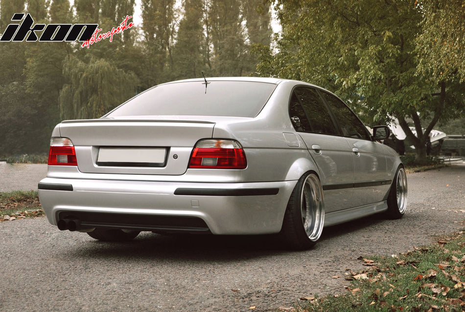 Rear Diffuser Compatible With 1997-2003 BMW E39 5-Series, M-Tech M Sport Rear Bumper Lip Diffuser Twin Muffler Single Out by IKON MOTORSPORTS, 1998 1999 2000 2001 2002