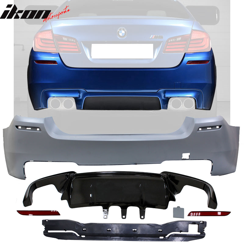 Fits 14-16 BMW F10 LCI M5 Style Front Bumper W/ Foglight + Cover + Rear Bumper