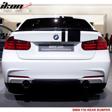 Fits 12-18 BMW F30 M Sport M Performance Rear Bumper Single Muffler Twin Outlet