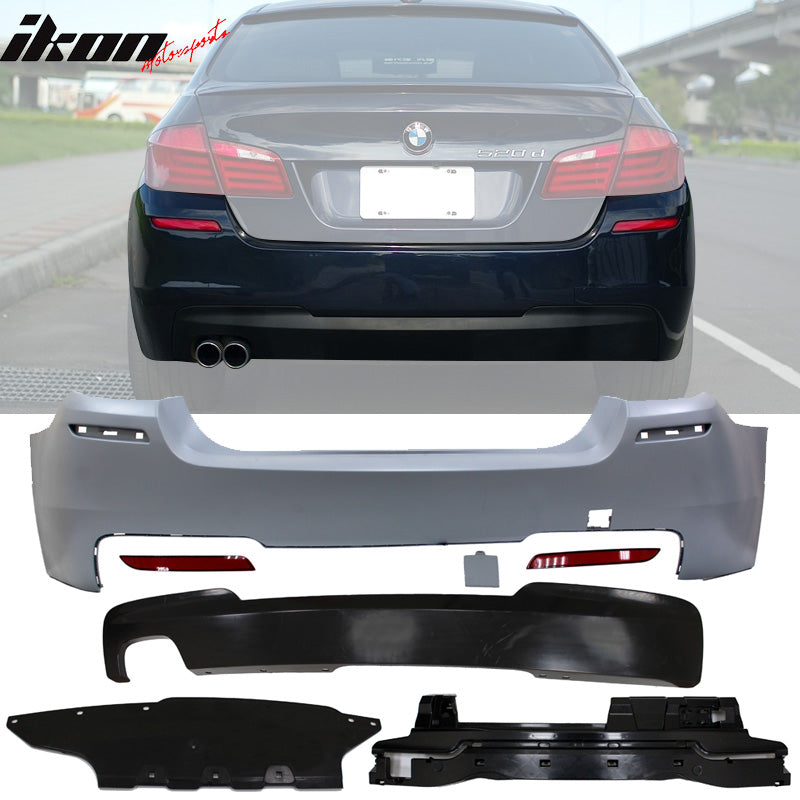 2011-2016 BMW F10 5-Series MTech Style Single Outlet Rear Bumper Cover