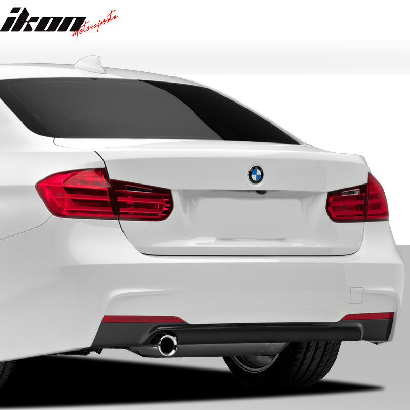 Rear Bumper Cover Compatible With 2012-2018 BMW F30, 3 Series M-Tech M Sport Rear Bumper Conversion Diffuser Single Outlet by IKON MOTORSPORTS, 2013 2014 2015 2016