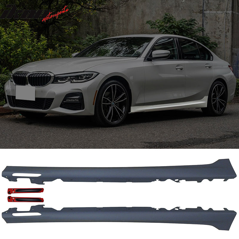 For 23 BMW G20 3-Series LCI & M340i M-Sport Bumpers + Side Skirts Panel w/ Light