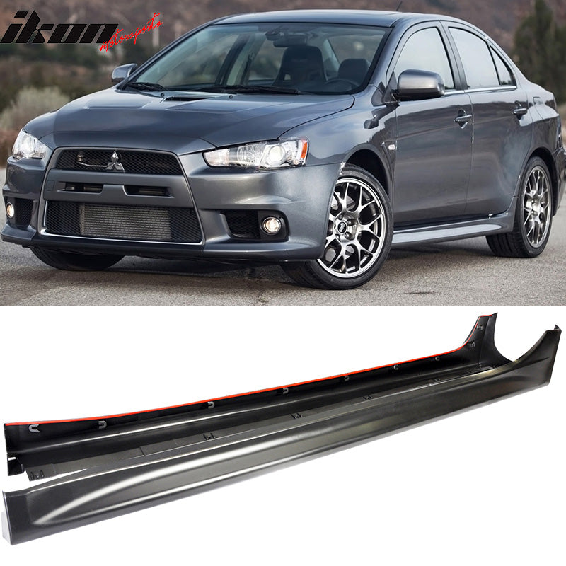 2008-2015 Mitsubishi Lancer EVO Side Skirts Unpainted Black PP Pai