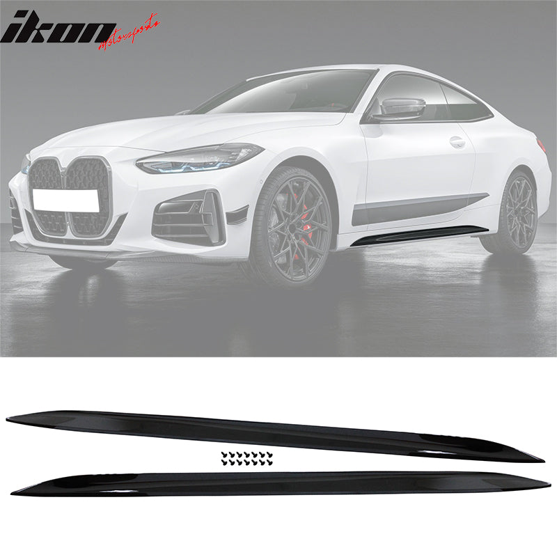 For 21-23 BMW G22 G23 M-Performance Front Rear Bumper Lip Side Skirt Gloss Black