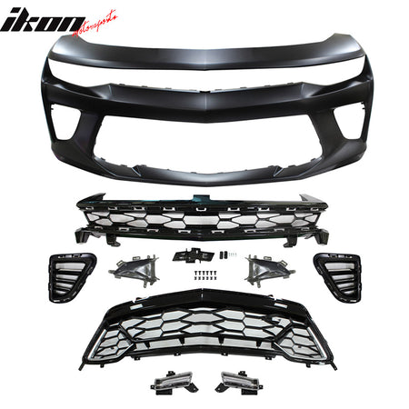 Fits 16-18 Chevy Camaro SS 50th Anniversary Front Bumper Conversion With DRL PP