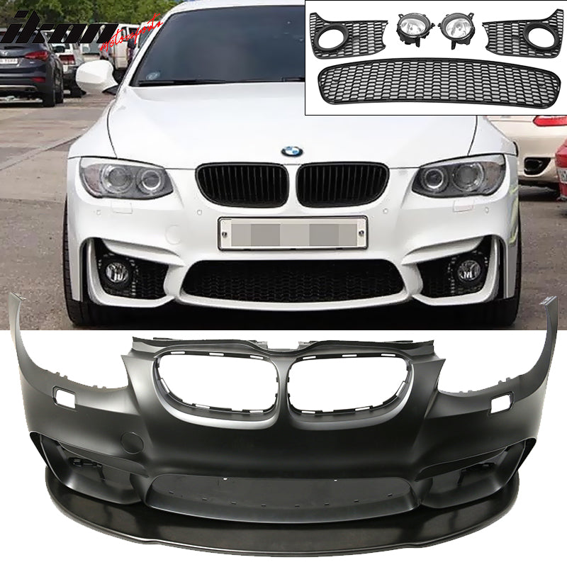 Fits 11-13 E92 E93 LCI 2Dr M4 PP Front Bumper&V2 Front Lip&Foglight