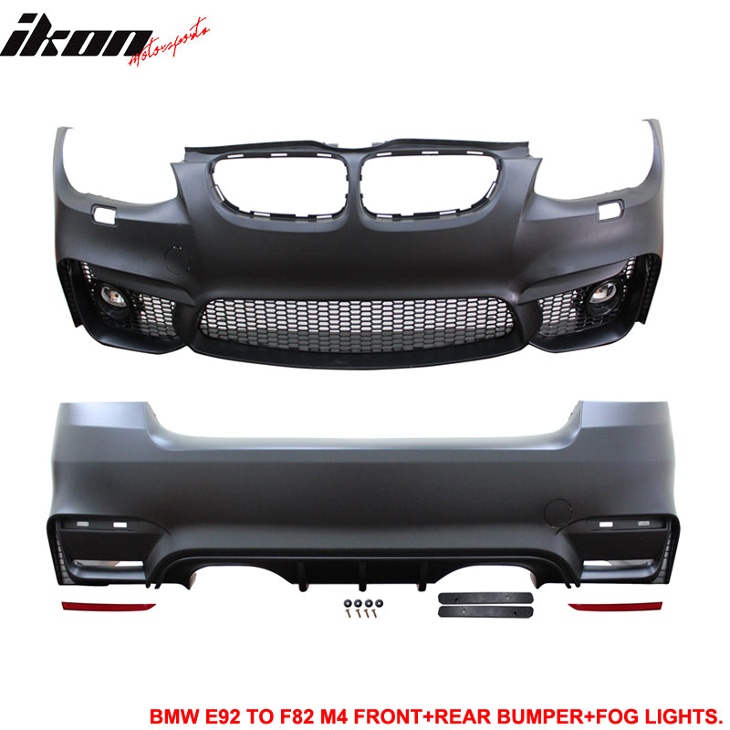 Compatible With 2011-2013 E92 E93 2Dr LCI M4 Conversion Front + Rear Bumper Kit Polypropylene (PP)