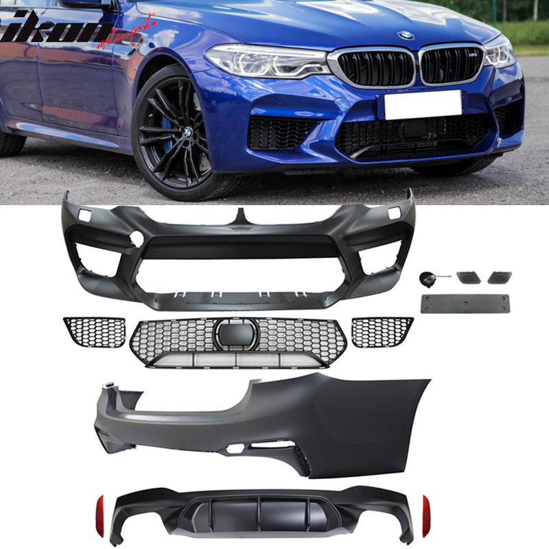 2017-2020 BMW G30 Sedan M5 Style Front + Rear Bumper w/ Diffuser PP