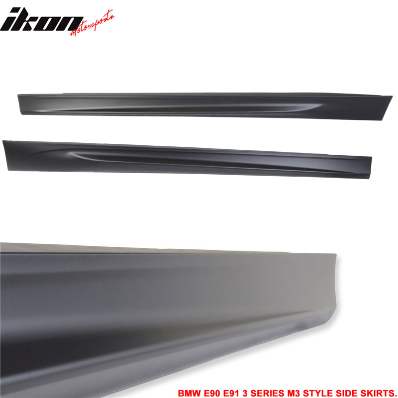 Fits BMW 06-11 E90 E91 3-Series Sedan MT Msport M3 Style Side Skirts Pair PP