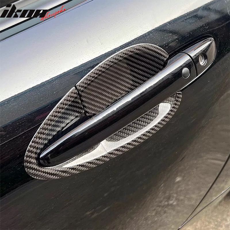 IKON MOTORSPORTS Exterior Outside Door Bowl Cover Trim, Compatible with 2016-2025 Mazda MX5 MX-5 Miata, Real Carbon Fiber CF Door Handle Cup Bowl Cover Scratches Protector Decorative Sticker 4PCS