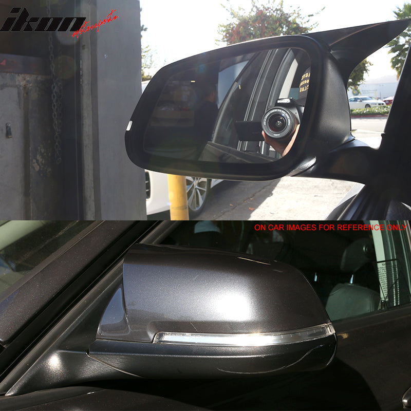 IKON MOTORSPORTS, Mirror Cover Compatible With 2012-2021 BMW F20 F21 F22 F23 & 2012-2020 F30 F31 F32 F33 F34 F36 & 2009-2015 E84 & 2015-2018 F87, Mirror Covers Replacement ABS Painted #668 Jet Black