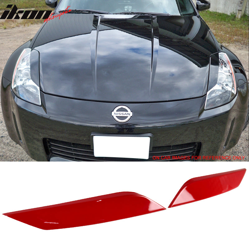 IKON MOTORSPORTS Headlight Eyelids Compatible With 2003-2008 Nissan 350Z Z33 Fairlady Eyebrows